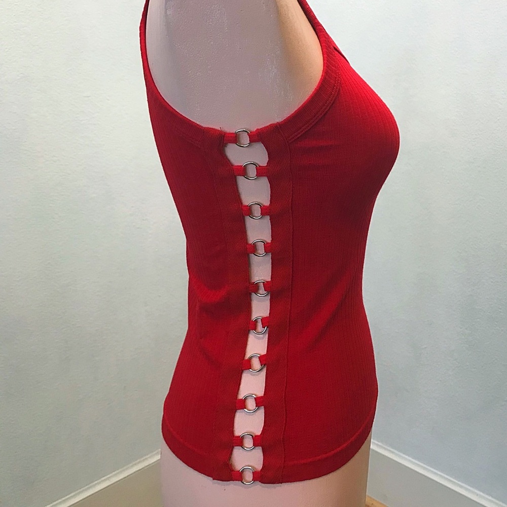 Lizette Red Slit Tank Top